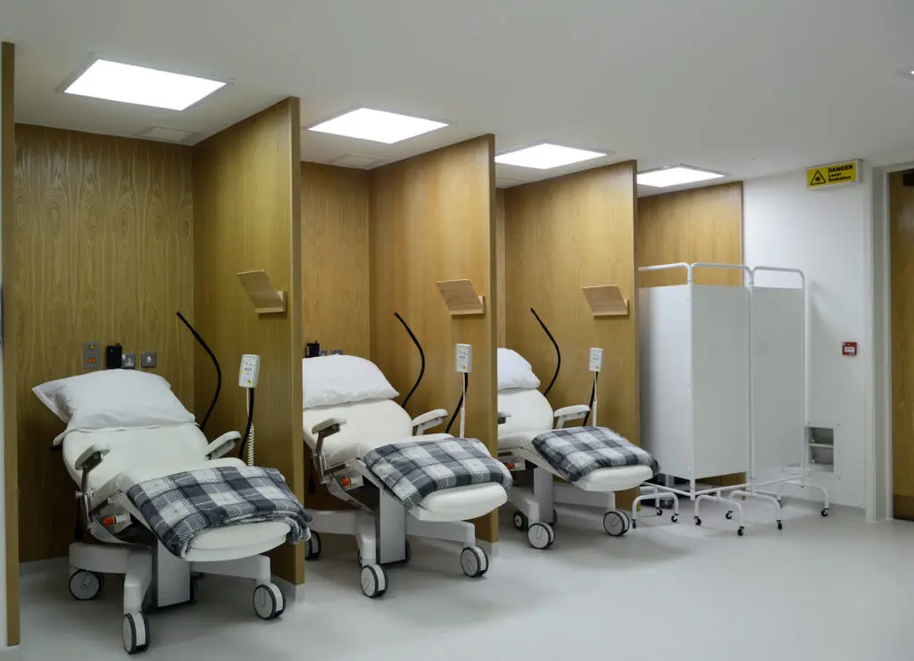Centre for Sight Theatre Waiting area with hospital beds vacant