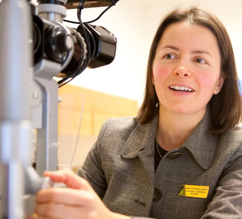 Centre for Sight consultant Marcela Espinosa-Lagana during a consultation with a patient