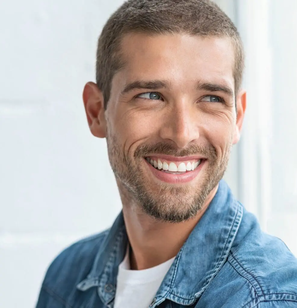 Young man who has had laser eye surgery