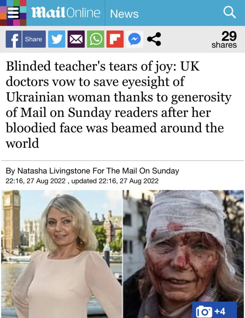 Centre for Sight Saves Ukrainian Teacher's Sight Daily Mail