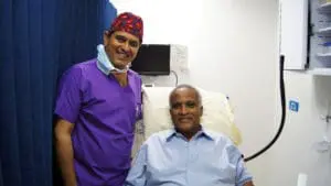 Centre for Sight patient Rt Hon Salim Ahmed Salim with Sheraz Daya