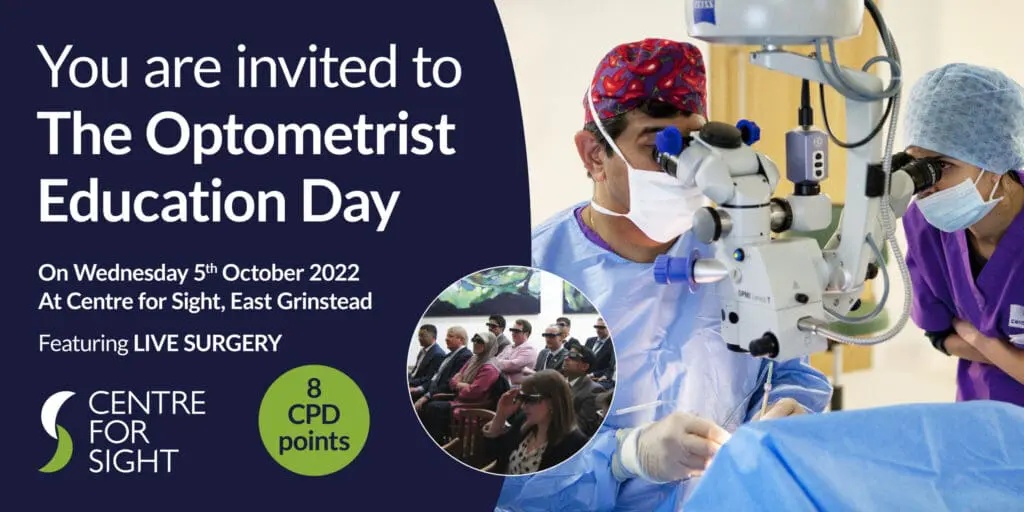 Optom Education day invite at centre for Sight