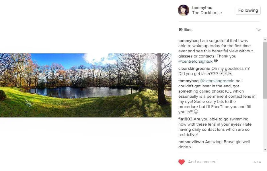 Centre for Sight Tammy Rogerson - Social Media post