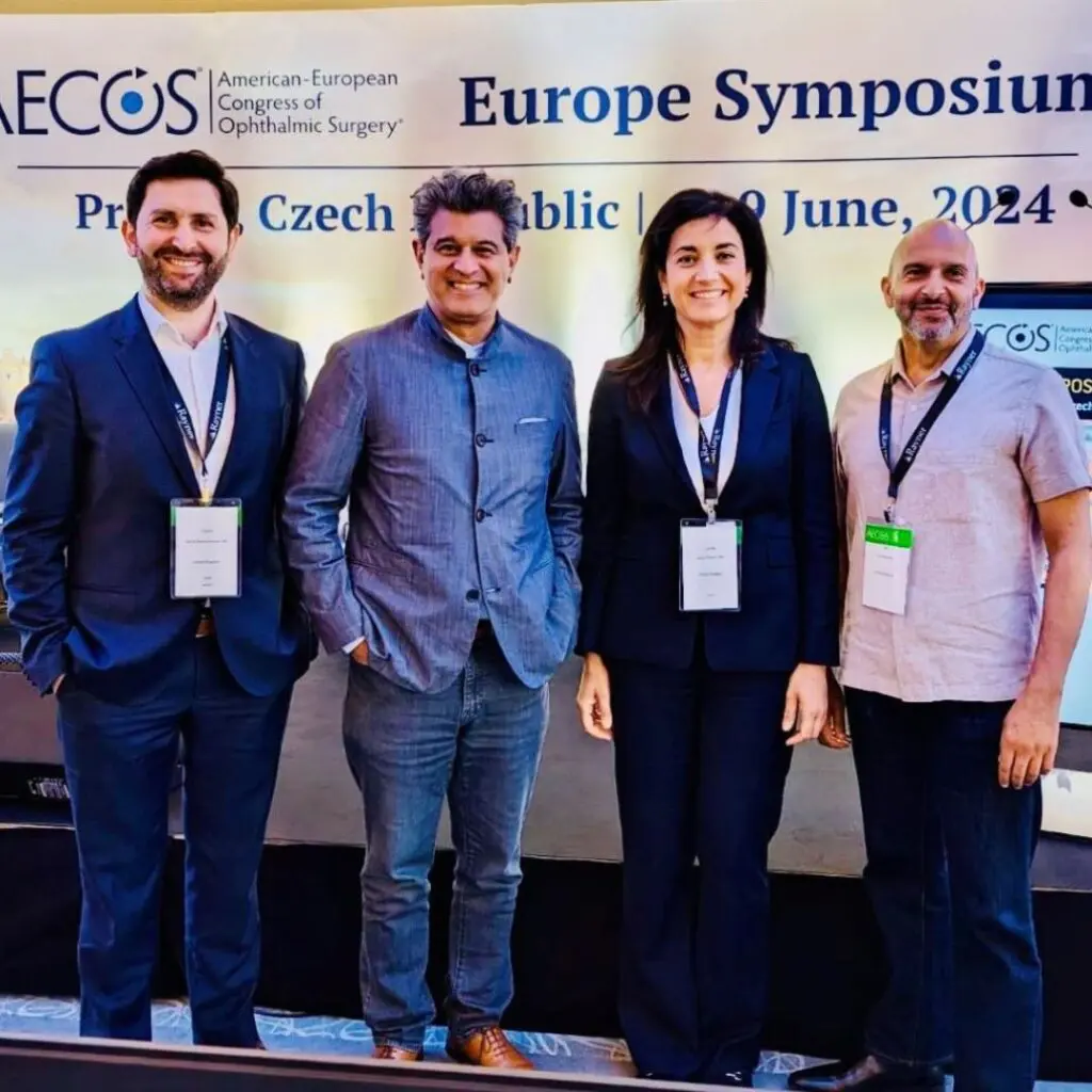 Centre for Sight consultants left to right: David Shahnazaryna, Sheraz Daya, Lucia Pelosini, Saj Khan at American-European Congress f Ophthalmic Surgery AECOS event