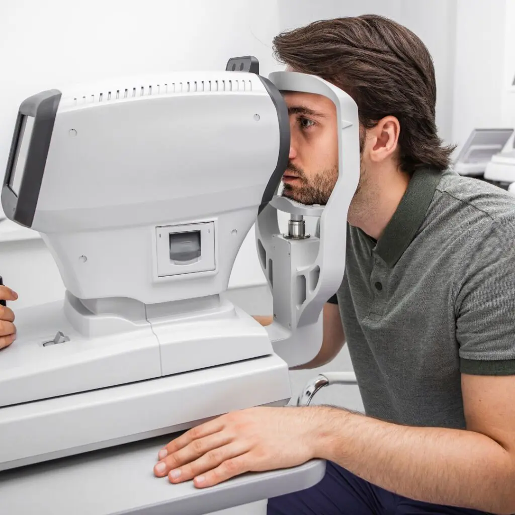 Centre for Sight young man having eyes tested for eye conditions