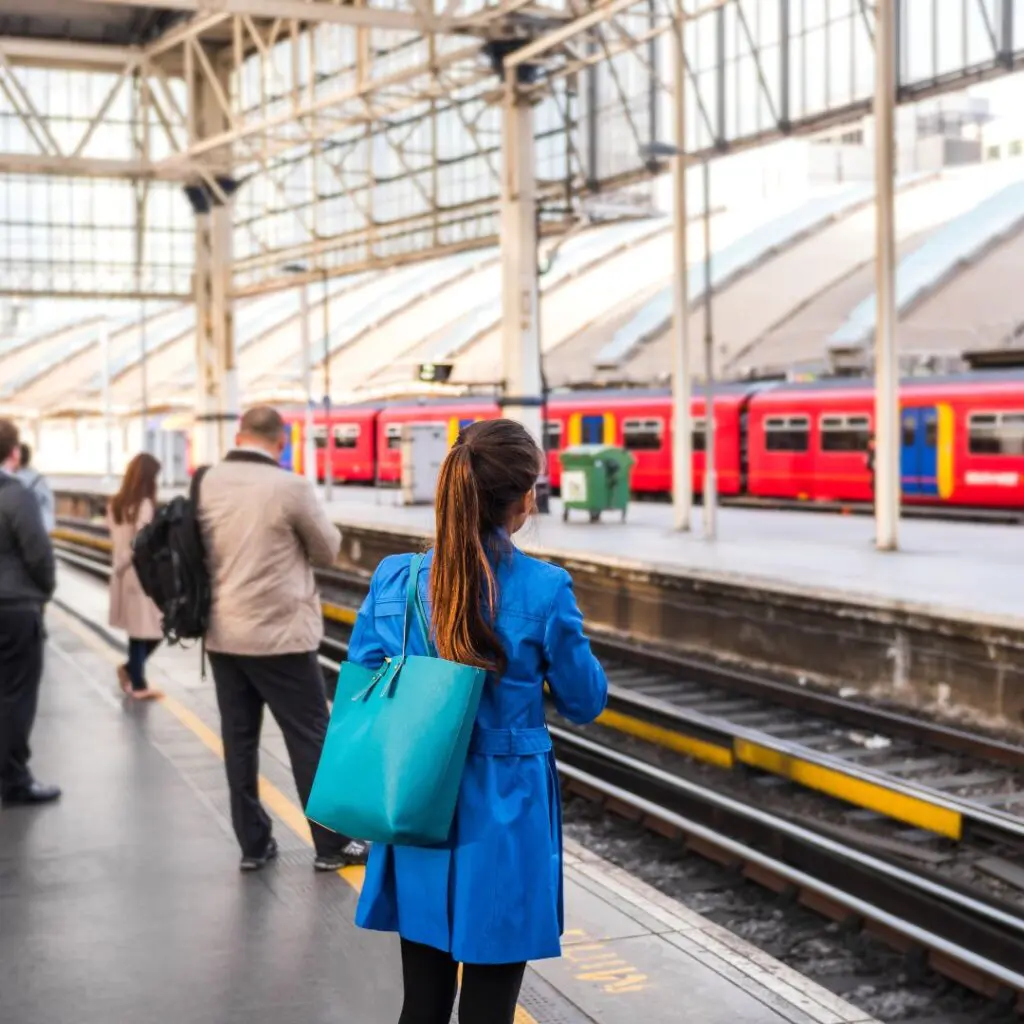 Centre for Sight lady getting the train in london after laser eye surgery london