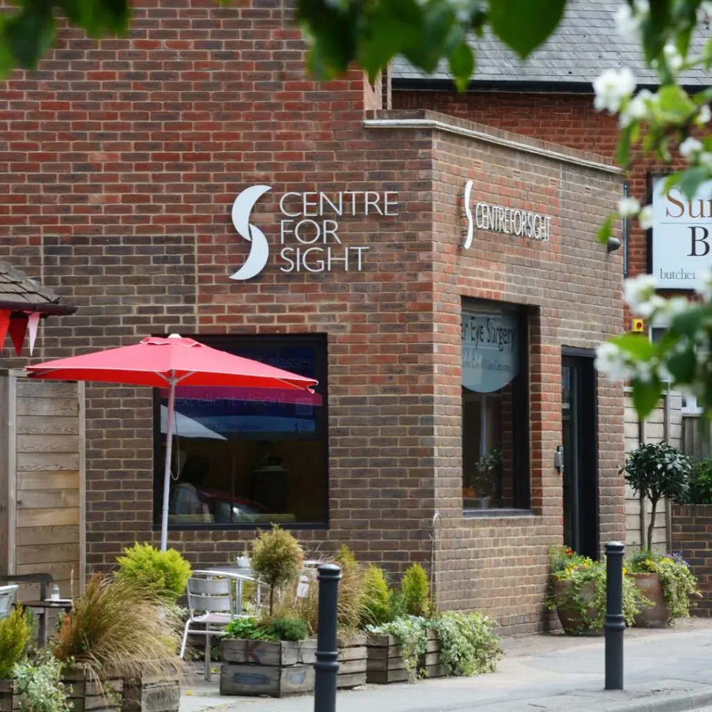 Centre for Sight Brick building for laser eye surgery epsom with Centre for Sight signage