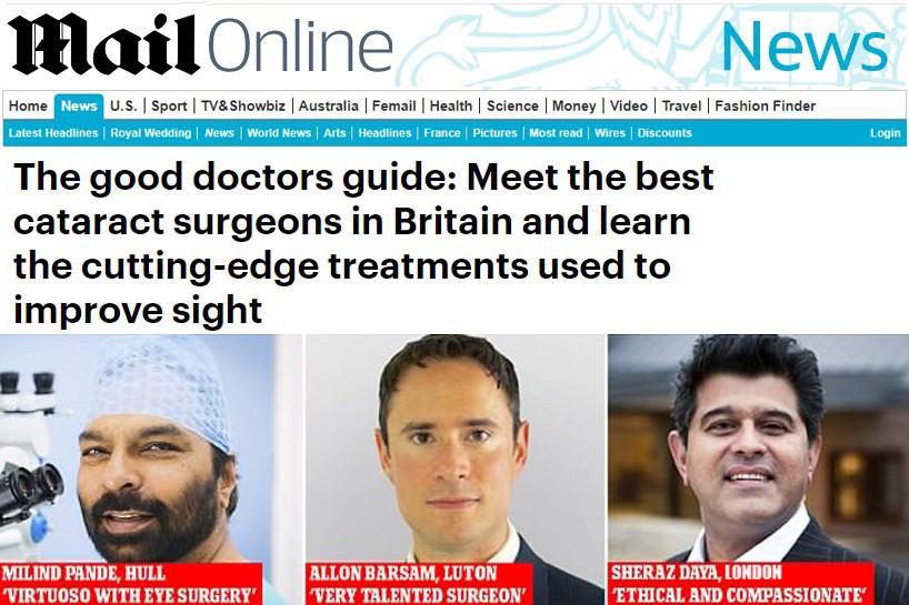 Sheraz Daya listed in the Good Doctors Guide 2018 by the DailyMail